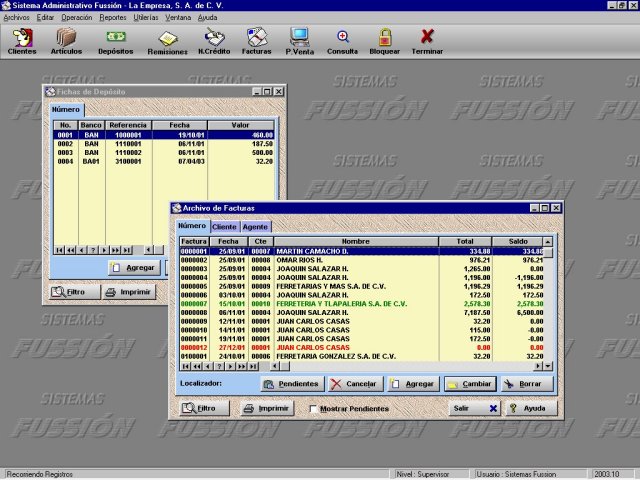 Fichas de Depósito y Archivo de Facturas